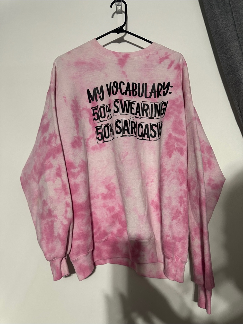 Pink Tie-Dye Graphic Sweatshirt - "My Vocabulary"